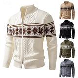 Nathaniel | Patterned Stand-Collar Zip Cardigan