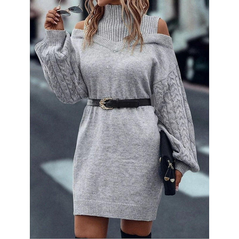 Meredith | Cold-Shoulder Turtleneck Dress