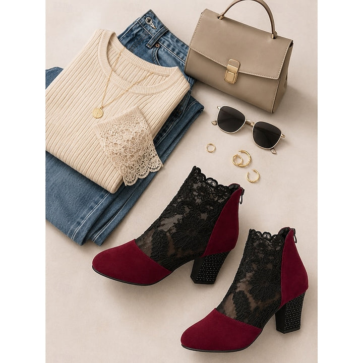 Ophelia | Floral Lace Ankle Boots