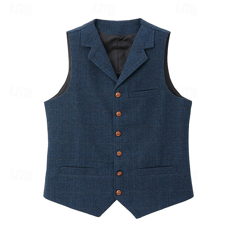 Desmond | Herringbone Single-Breasted Waistcoat