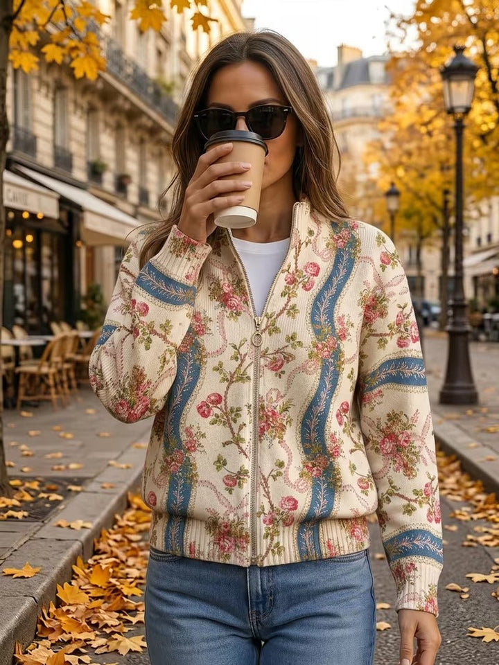 Deanna | Floral Zip-Front Cardigan