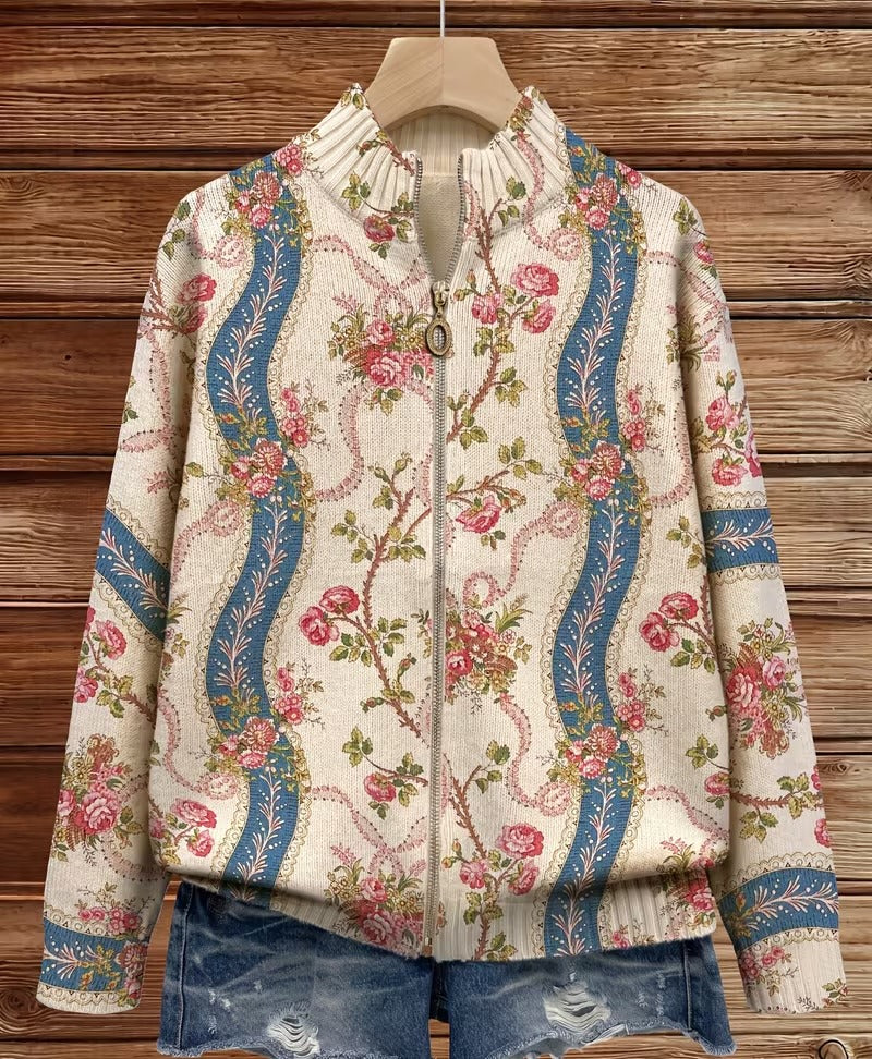 Deanna | Floral Zip-Front Cardigan