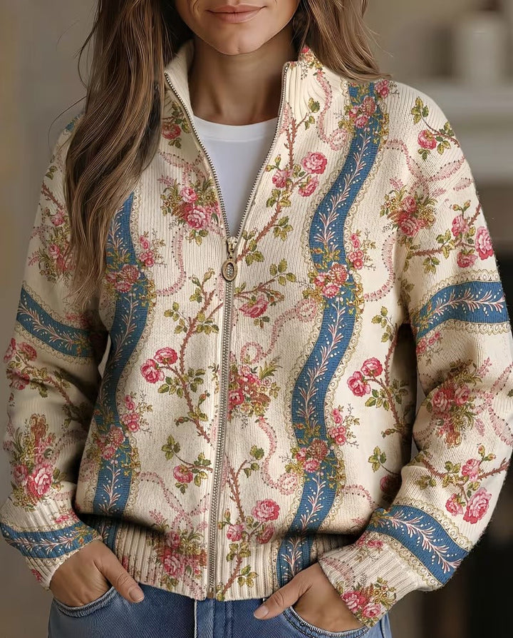 Deanna | Floral Zip-Front Cardigan