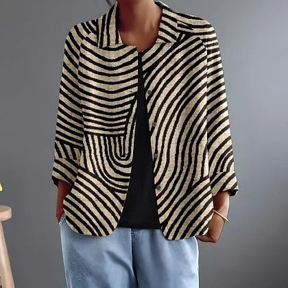 Hazel | Striped Open-Front Blazer