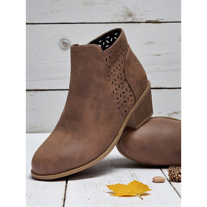 Louise | Cutout Block-Heel Ankle Boots