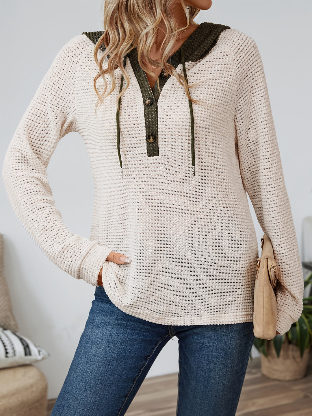 Eloise | Cosy Hooded Waffle Top