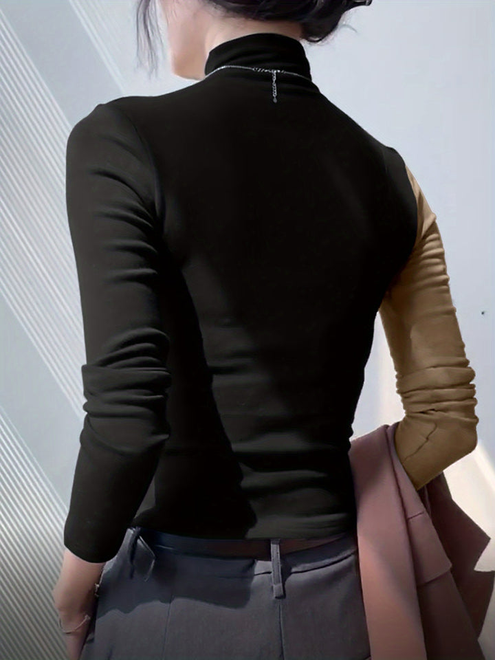 Gwendolyn | Two-Tone Mock Neck Top
