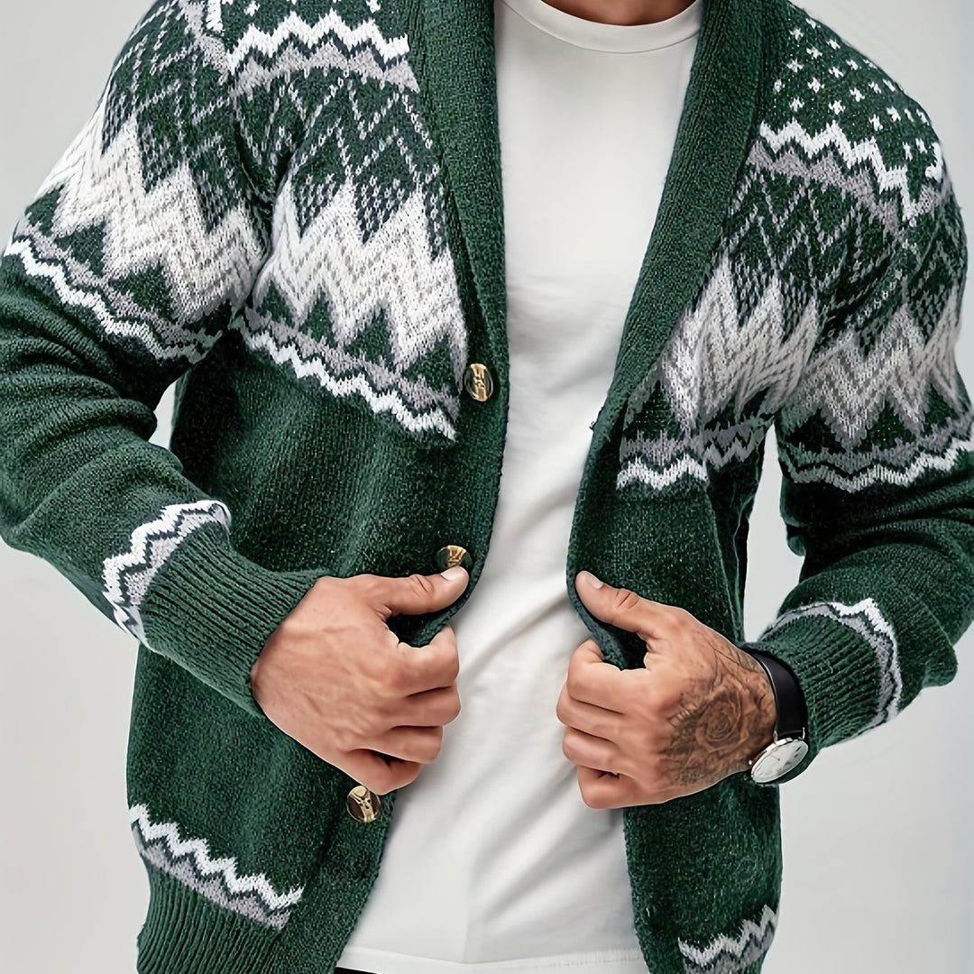 Whitaker | Nordic-Pattern Shawl Cardigan