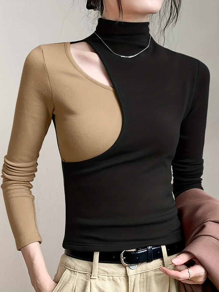 Gwendolyn | Two-Tone Mock Neck Top