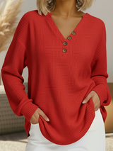 Marisol | Relaxed Button Notch-Neck Top