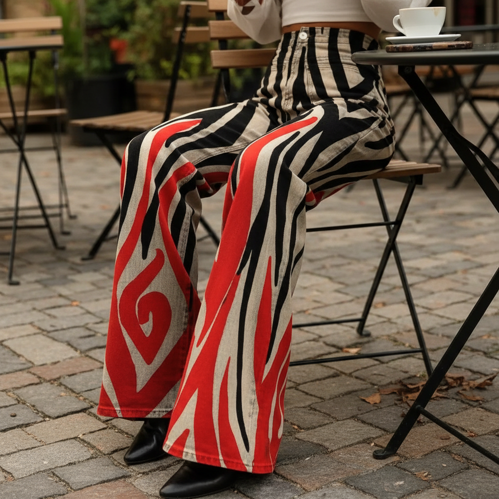 Priscilla | High-Waisted Wide-Leg Printed Trousers