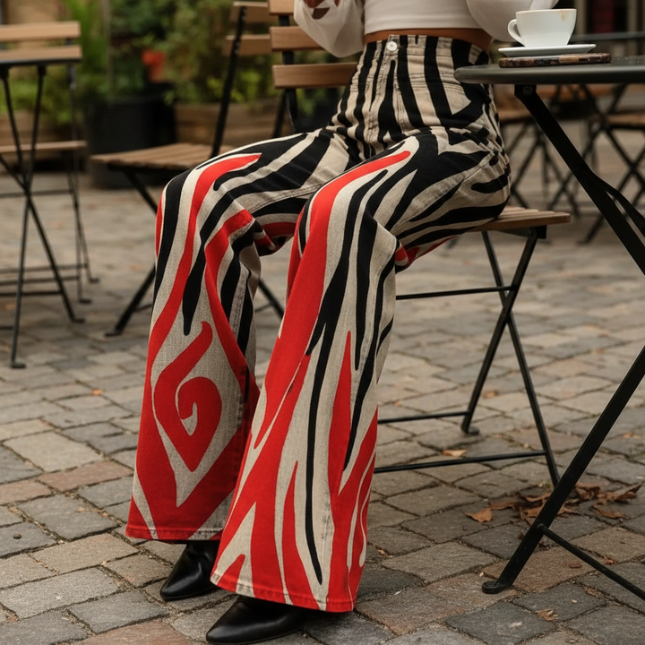 Priscilla | High-Waisted Wide-Leg Printed Trousers