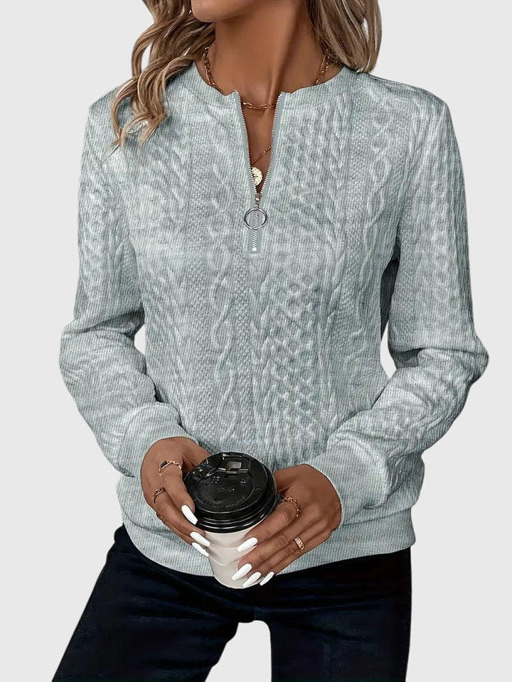 Violet | Textured Zip-Neck Sweater
