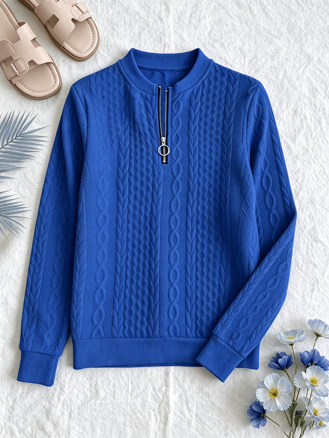 Elise | Textured Half-Zip Pullover