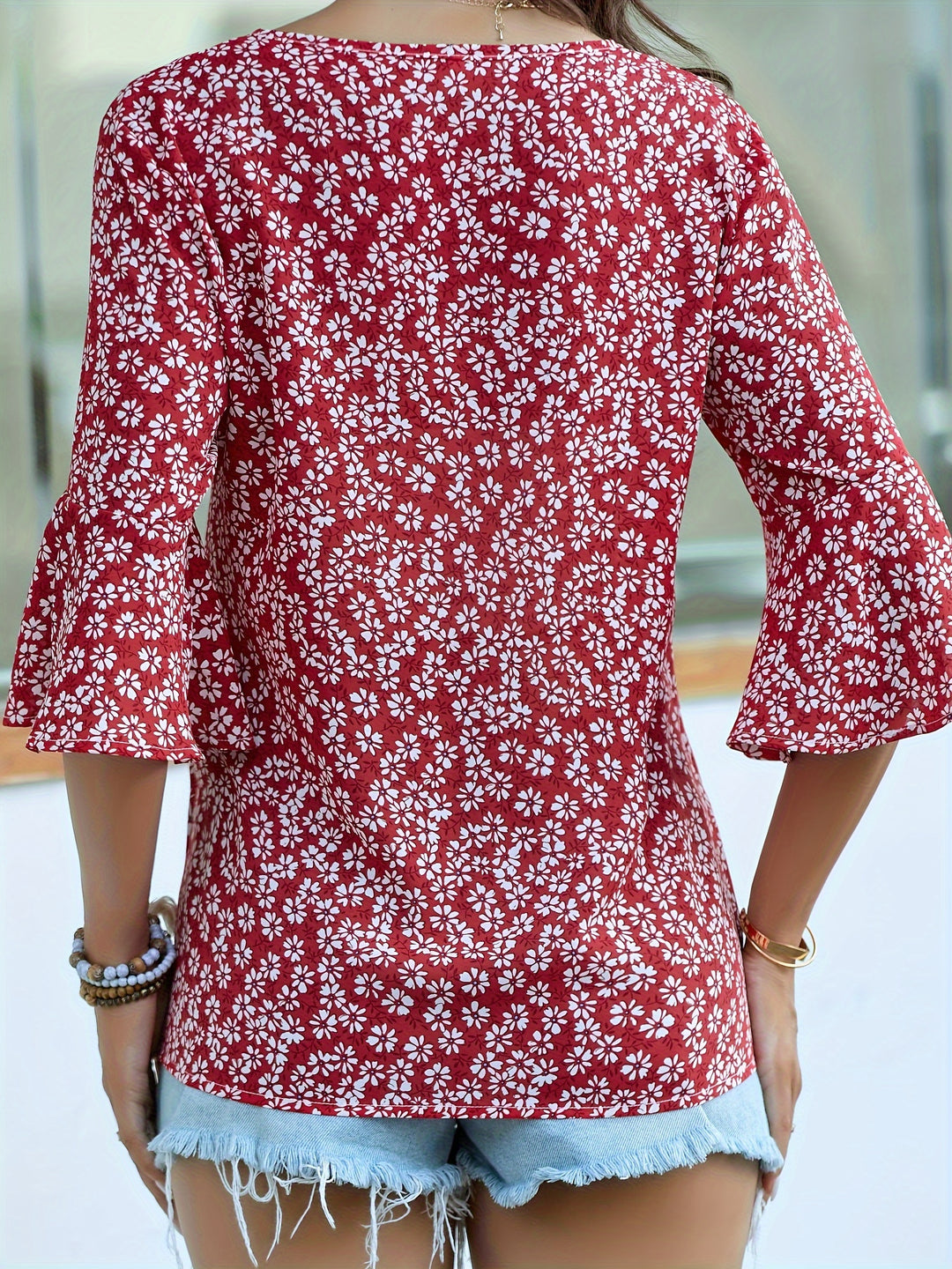 Annalise | Ruffle-Sleeve Floral Blouse