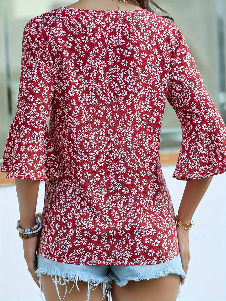 Annalise | Ruffle-Sleeve Floral Blouse