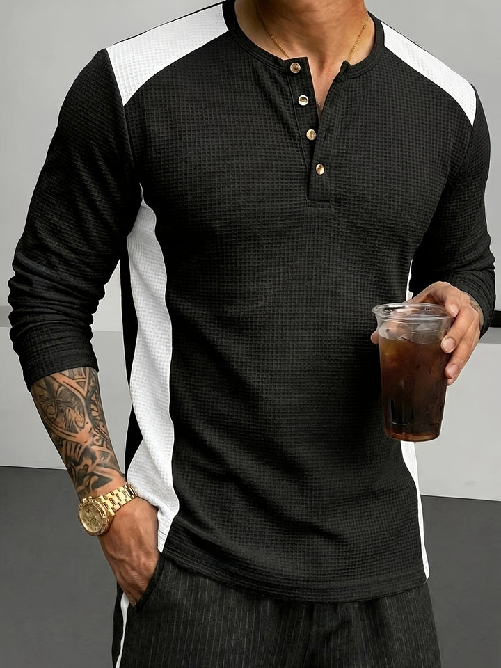 Bryce | Textured Contrast Henley Shirt