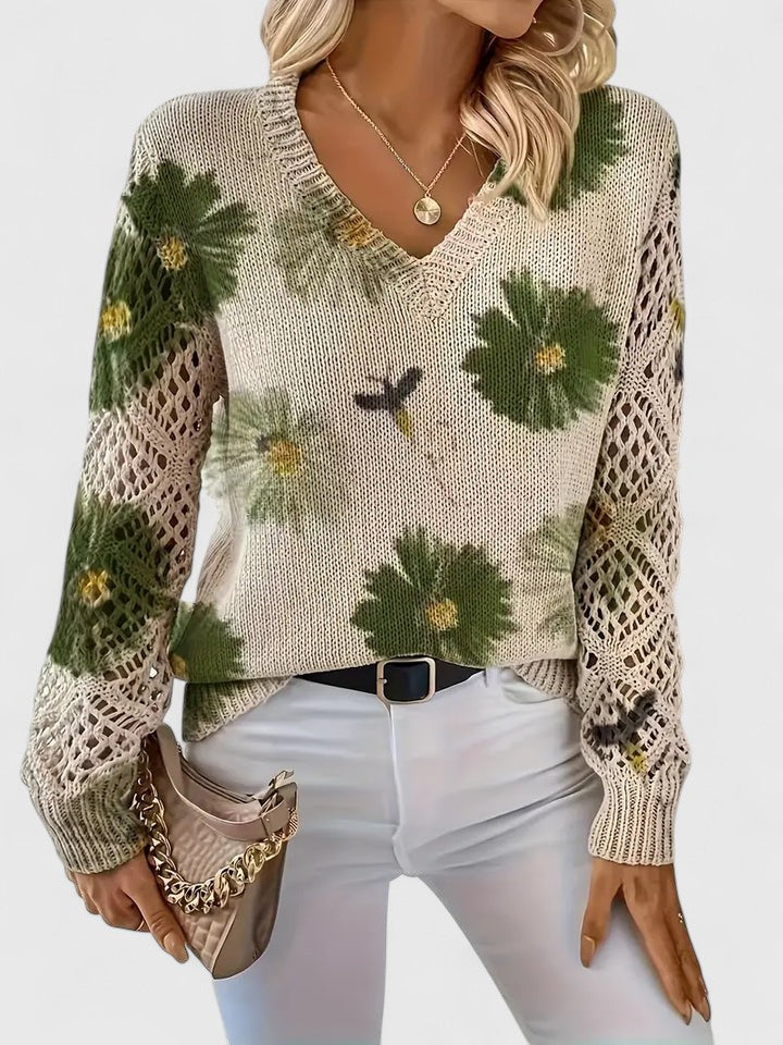 Millicent | Floral Open-Knit Sweater