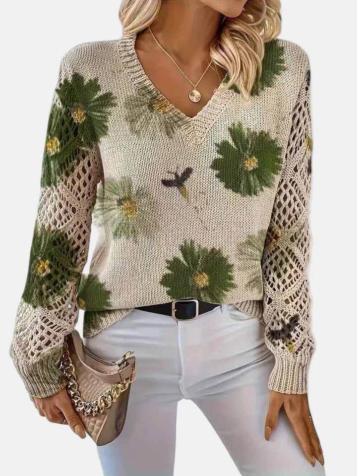 Freya | Floral V-Neck Jumper