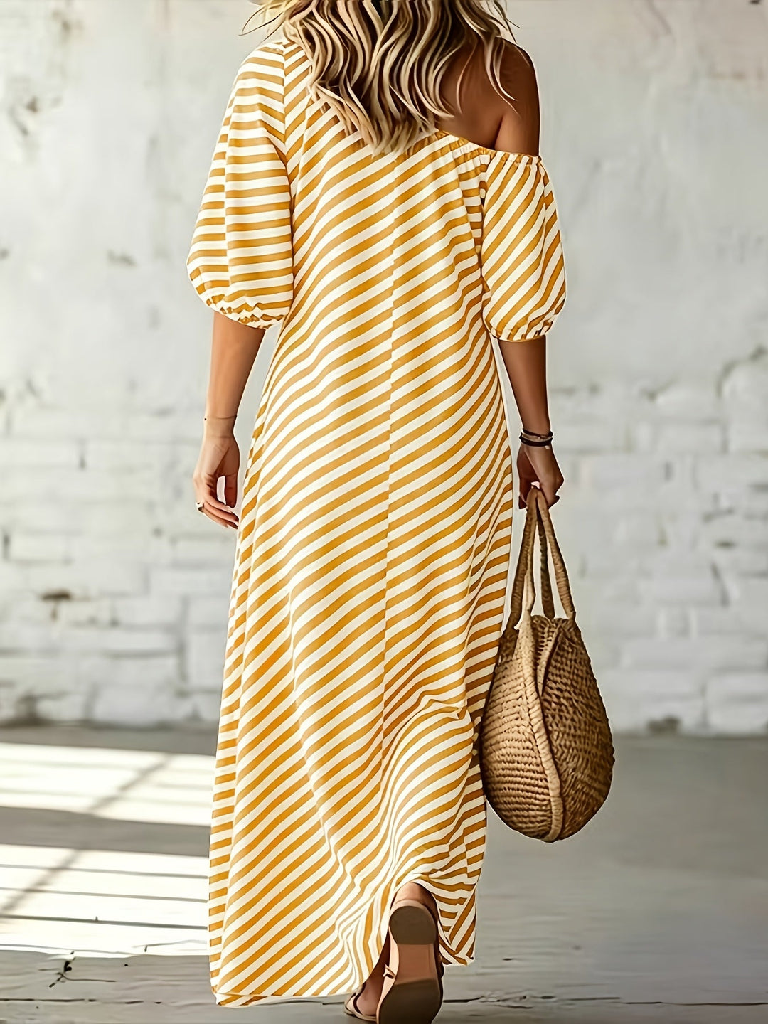 Grace | Off-Shoulder Striped Maxi Dress