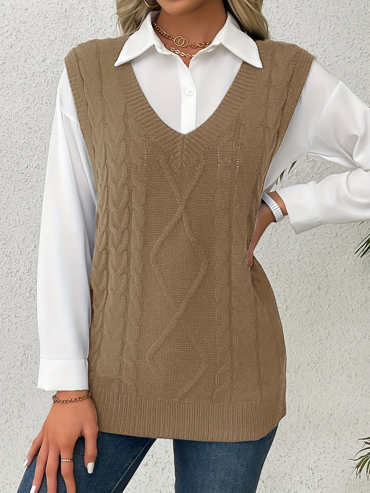 Vivian | Cable-Knit V-Neck Sweater Vest