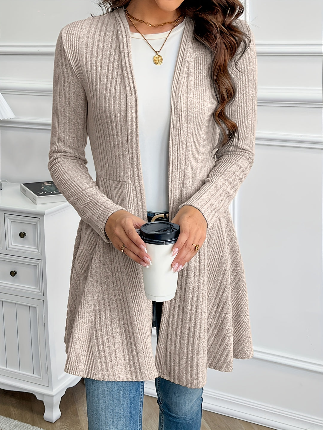Helena | Ribbed Open-Front Cardigan