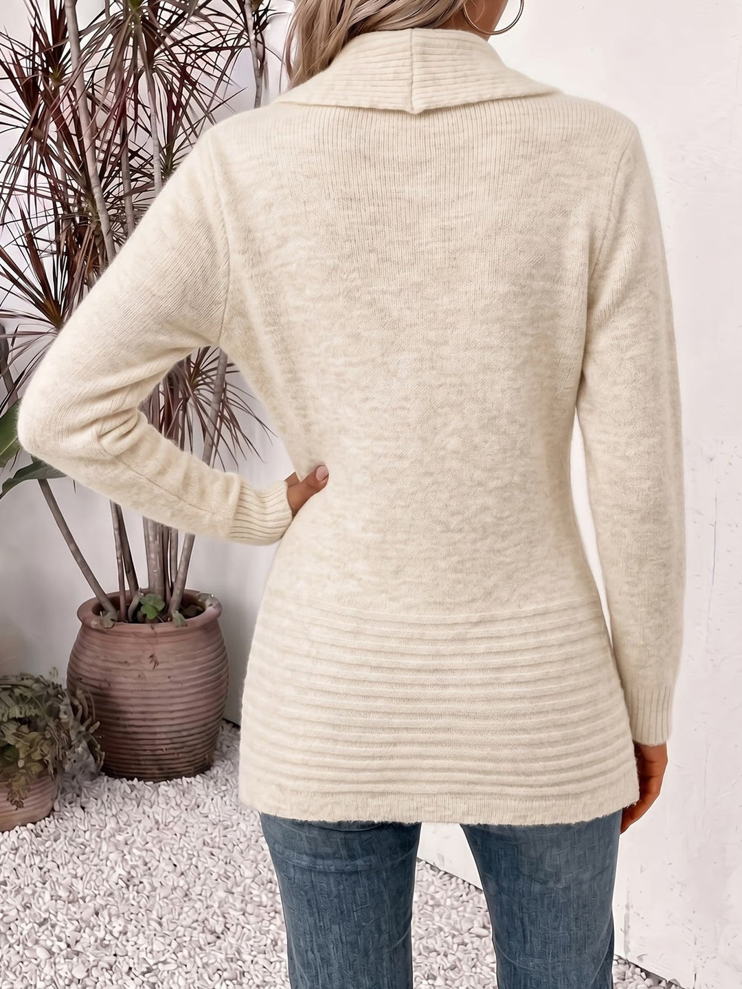 Sabella | Ribbed Button-Tab Cardigan