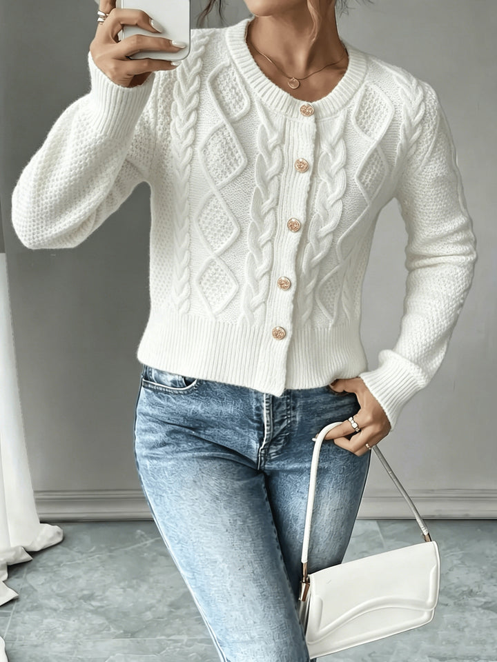 Lorraine | Cable-Knit Button-Front Cardigan