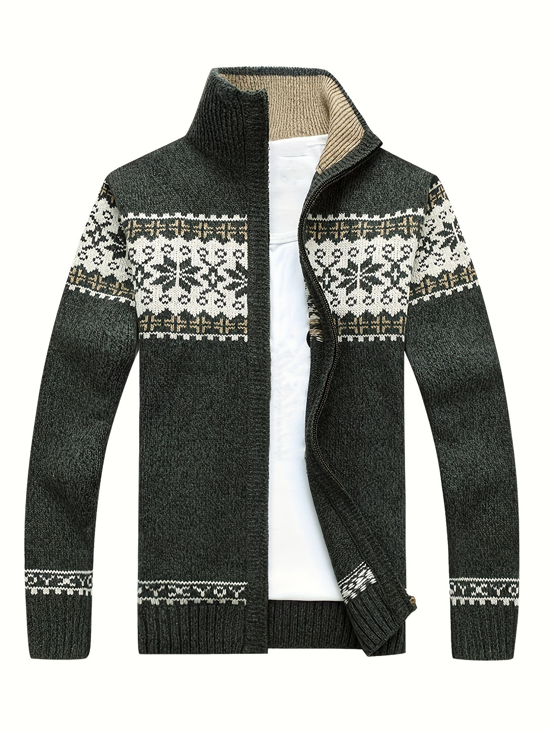 Reuben | Nordic-Pattern Zip Cardigan