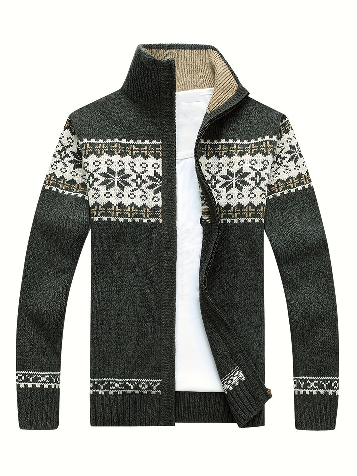 Reuben | Nordic-Pattern Zip Cardigan