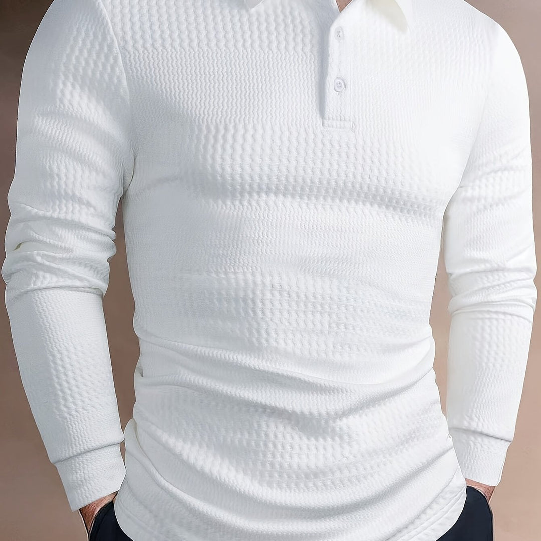 Lawrence | Textured Long Sleeve Polo Shirt