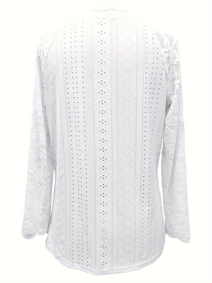 Felicity | Lace-Trimmed Eyelet Top