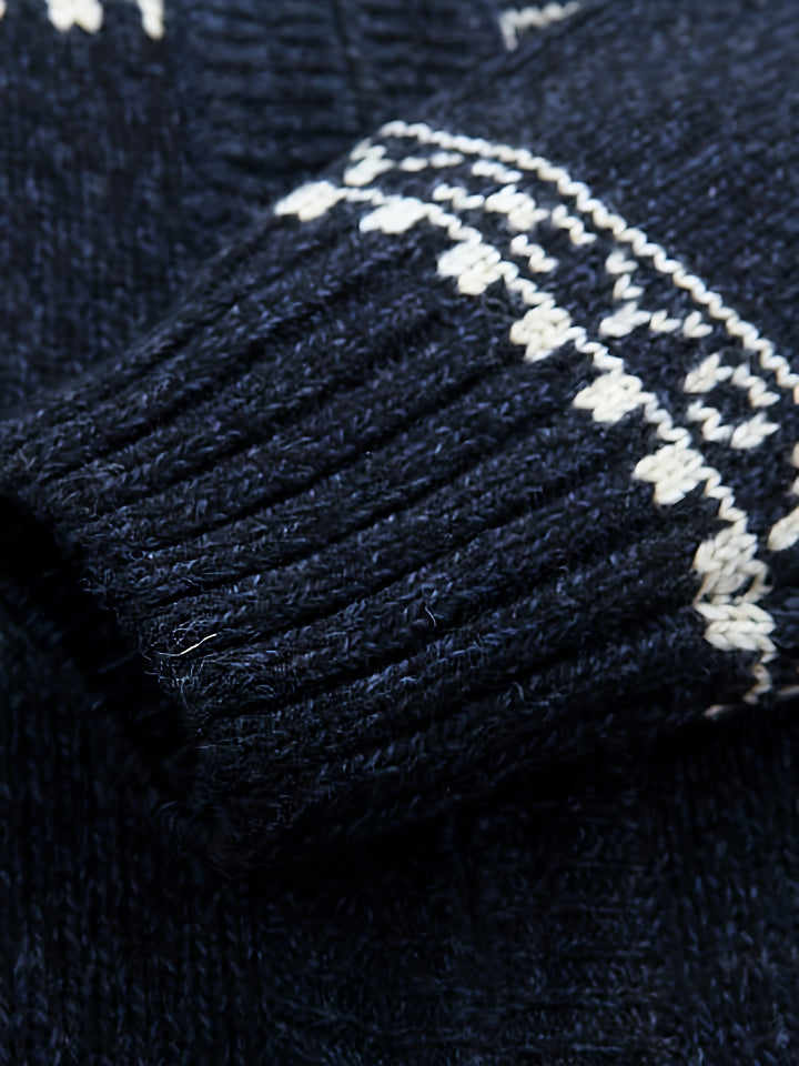 Reuben | Nordic-Pattern Zip Cardigan