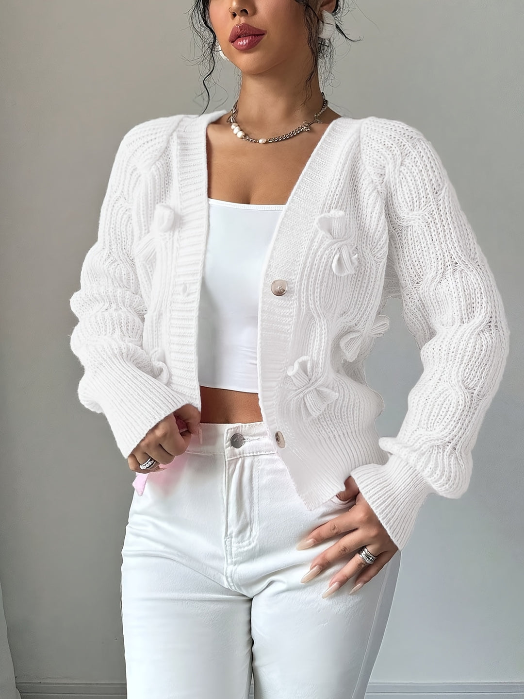 Rosanna | Bow-Detail Long Sleeve Cardigan