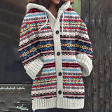 Freda | Patterned Hooded Knit Cardigan