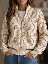 Rosaleen | Floral Stand-Collar Zip Jacket