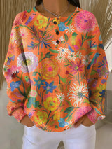 Marilyn | Artful Floral Henley Top