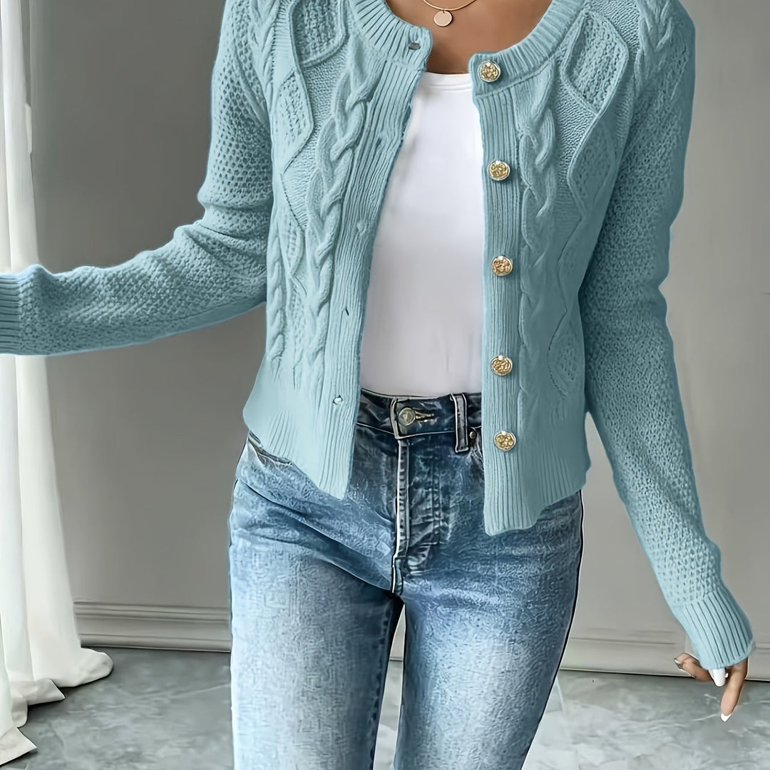 Lorraine | Cable-Knit Button-Front Cardigan