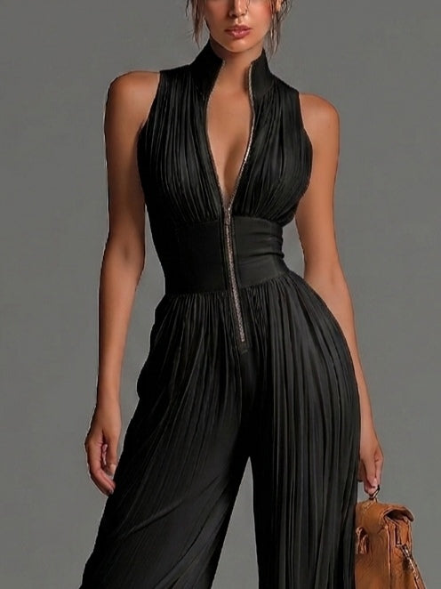 Cordelia | Pleated Wide-Leg Jumpsuit