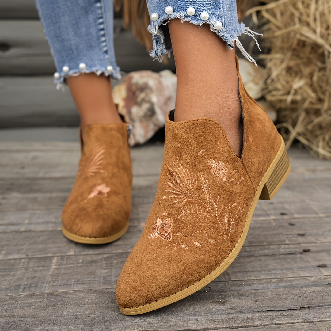 Annabel | Embroidered Ankle Boots