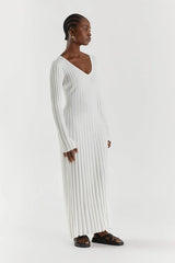 Ruby | Softly Ribbed V-Neck Midi Dress