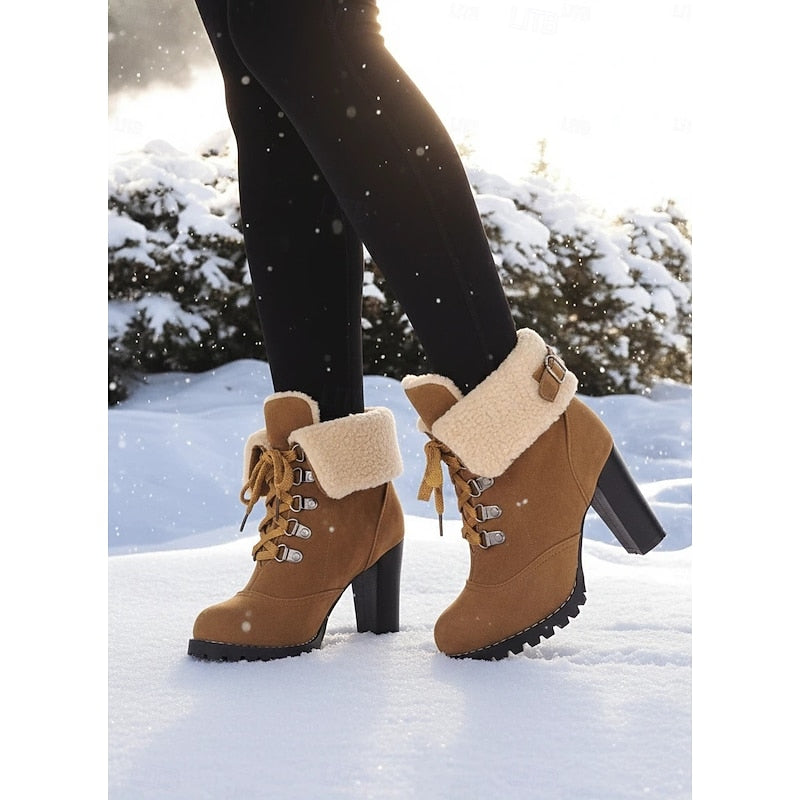 Lorena | Cosy Lace-Up Heeled Winter Boots