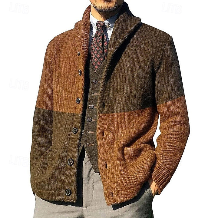 Weston | Shawl Collar Colour Block Cardigan
