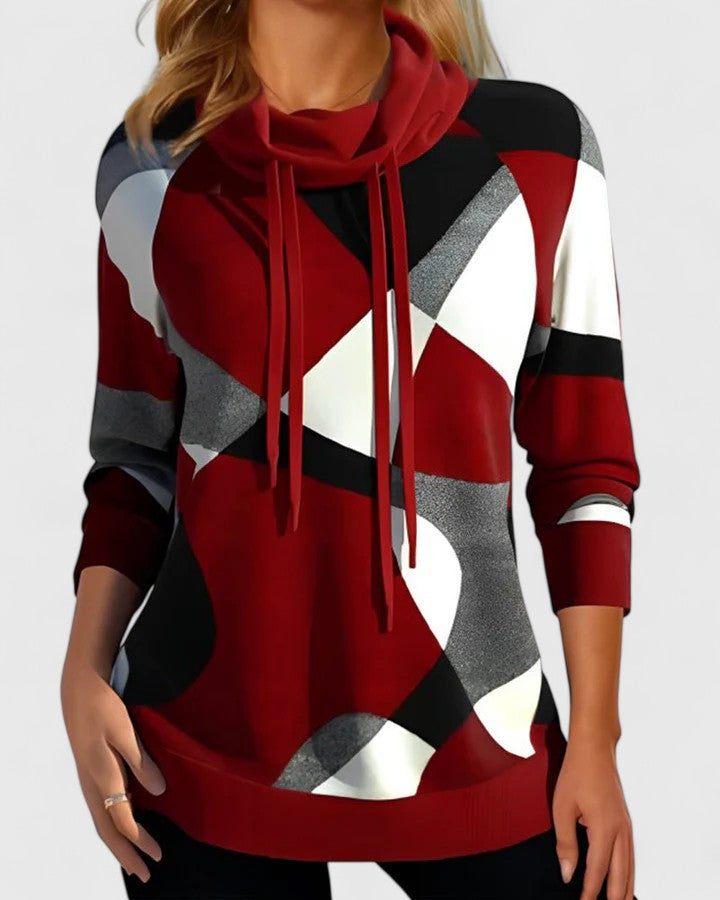 Kendra | Geometric Cowl-Neck Sweater