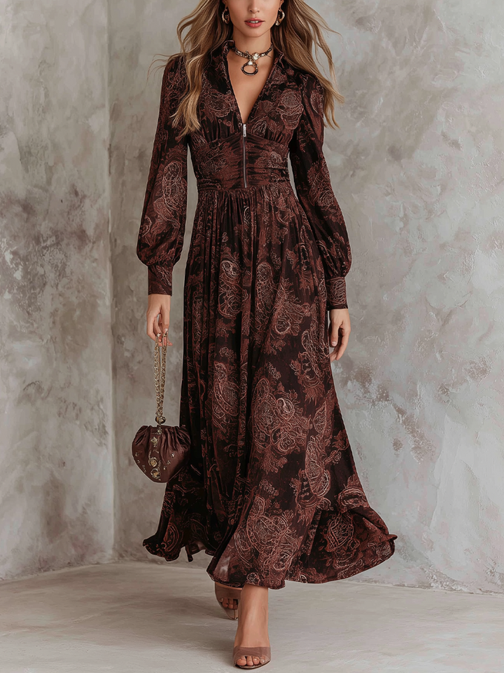 Mira | Paisley Zip-Waist Maxi Dress