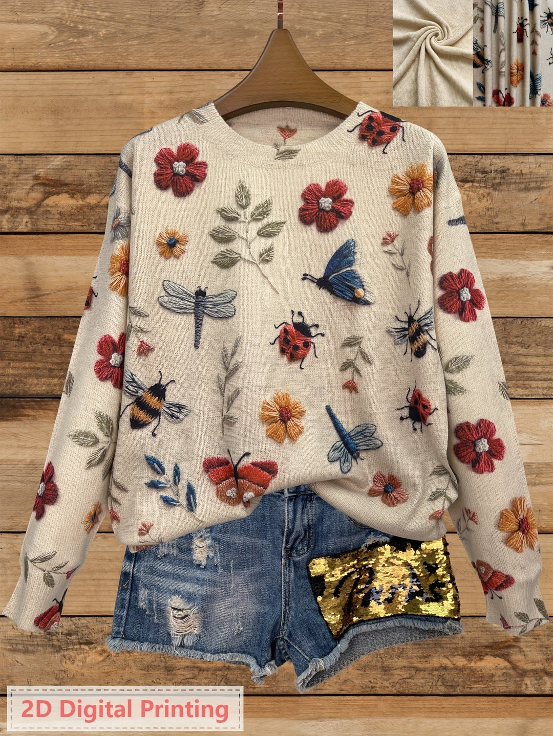 Sylvia | Embroidered Botanical Crewneck Jumper