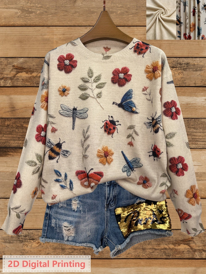 Sylvia | Embroidered Botanical Crewneck Jumper