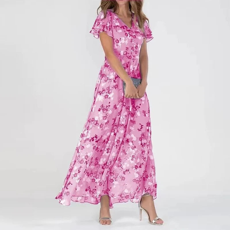 Rosanne | Floral Flutter-Sleeve Maxi Dress