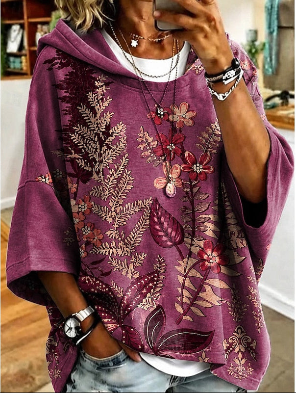 Faye | Floral Hooded Pullover Hoodie