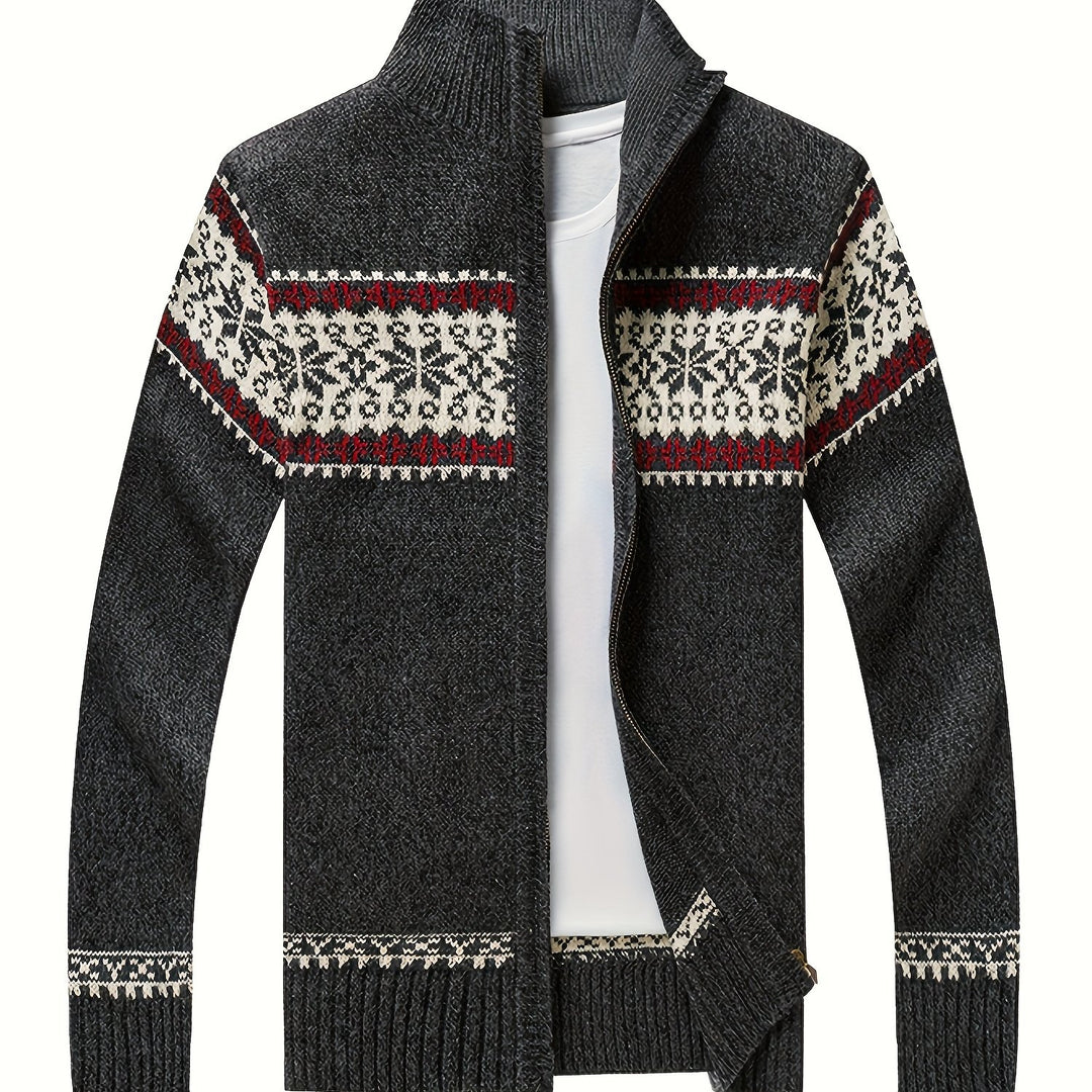 Reuben | Nordic-Pattern Zip Cardigan